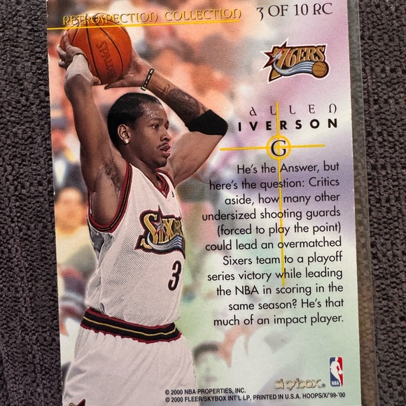 2000 Skybox NBA Hoops Allen Iverson Skyview Retospection Collection 76ers - Picture 2 of 2